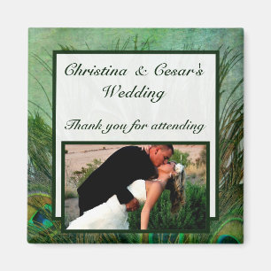 2"x2" Invitación Imán Pañuelas Verdes Peacock