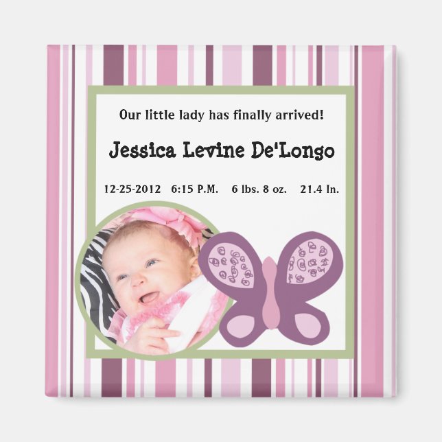 2"x2" Invitación Imán Sugar Pluma Mariposa (Frente)