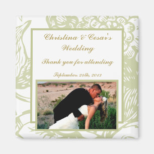 2"x2" Invitación Imán Verde Gerbera Daisy Flow