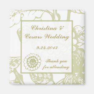 2"x2" Invitación Imán Verde Gerbera Daisy Flow