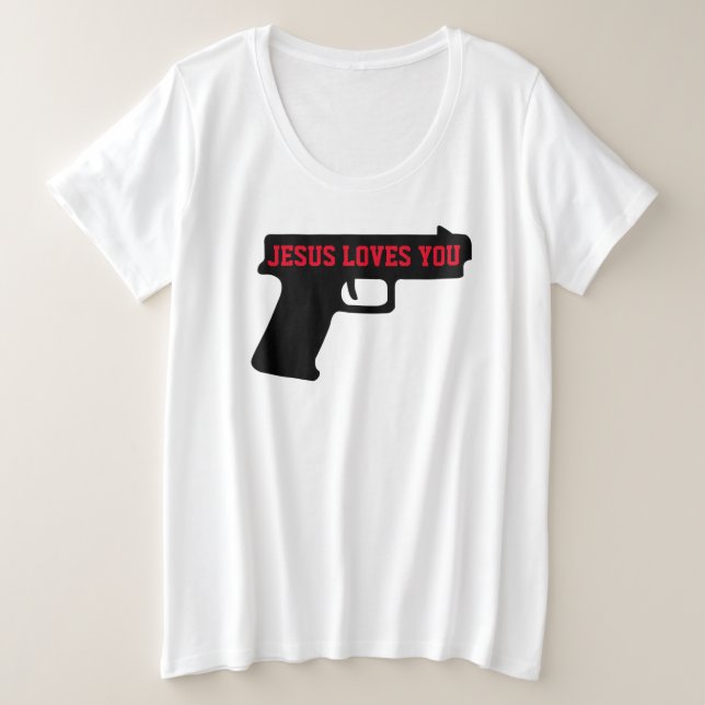 2A - A JESÚS LE ENCANTA LA Camiseta tamaño T Plus  (Anverso del diseño)