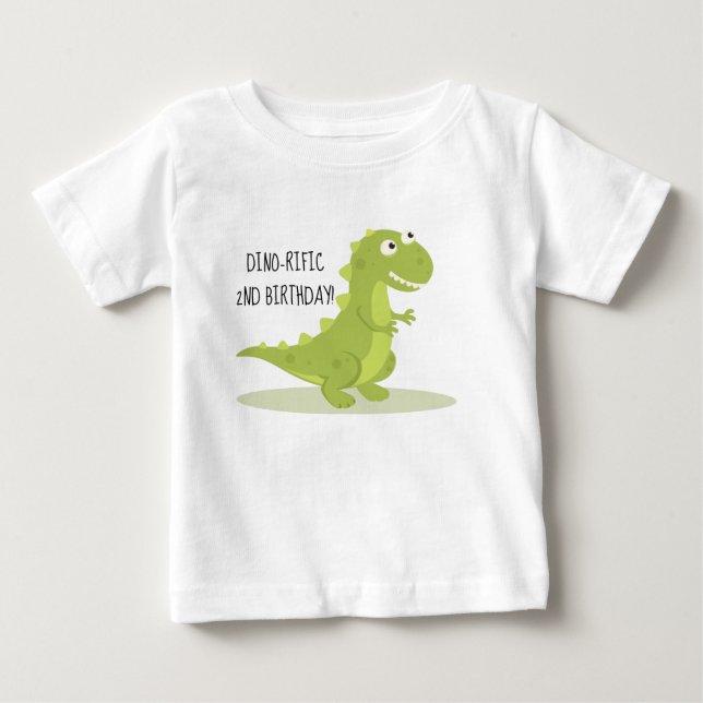 ¡2da camisa del cumpleaños del dinosaurio lindo! (Anverso)