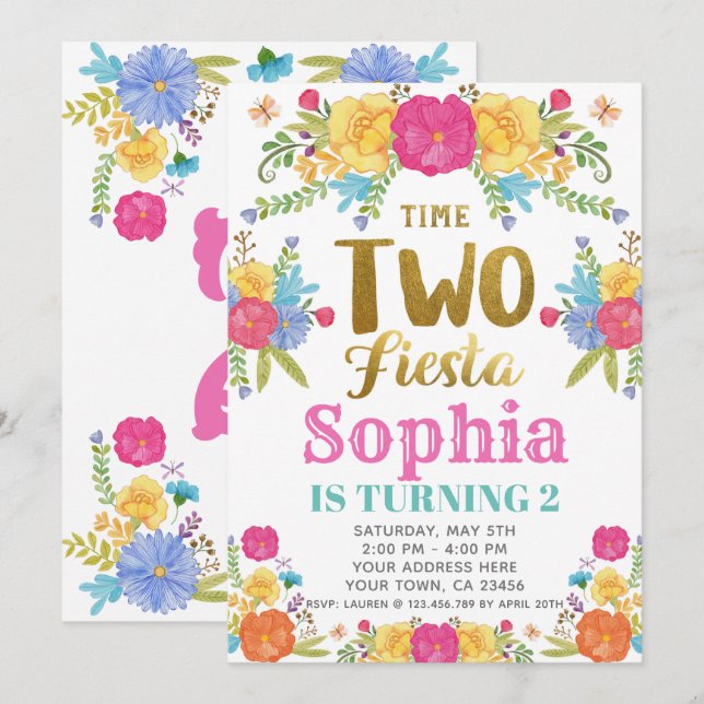 2da invitación del cumpleaños de la fiesta (Anverso / Reverso)