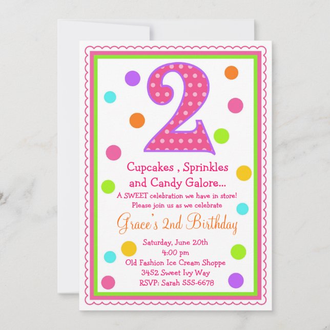 2da invitación del cumpleaños de la sorpresa dulce (Anverso)