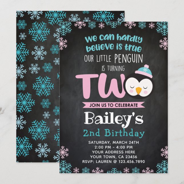 2da pizarra de la invitación del cumpleaños del (Anverso / Reverso)