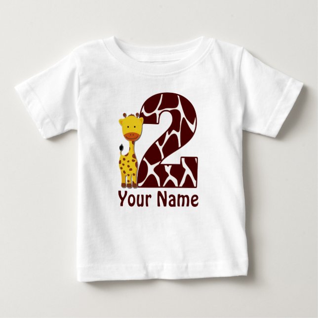 2do Camisa personalizada jirafa del cumpleaños (Anverso)