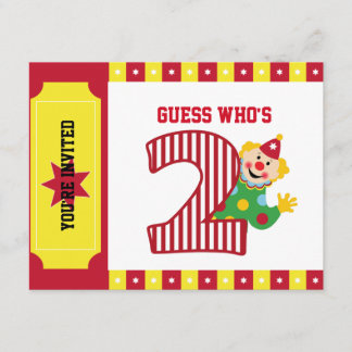 2do Invitación del payaso de circo del cumpleaños