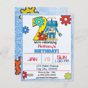 2do Invitación del robot del cumpleaños