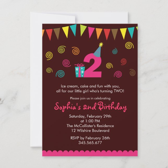 2do Invitación linda del fiesta del chica del (Anverso)