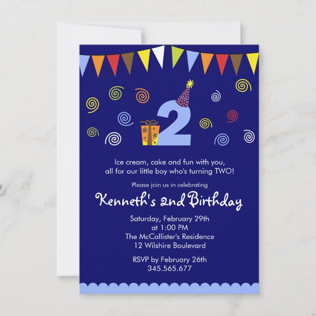 2do Invitación linda del fiesta del muchacho del (Anverso)