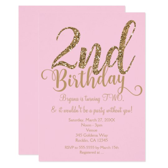 2do Invitaciones del fiesta DOS del rosa y del oro