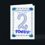 2do Tarjeta de cumpleaños para pequeño Brother<br><div class="desc">Una tarjeta de cumpleaños para un hermano menor de dos años,  con un diseño fresco del azul,  verde y blanco hecho de un collage de papel pintado a mano por Judy Adamson.</div>