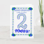 2do Tarjeta de cumpleaños para pequeño Brother<br><div class="desc">Una tarjeta de cumpleaños para un hermano menor de dos años,  con un diseño fresco del azul,  verde y blanco hecho de un collage de papel pintado a mano por Judy Adamson.</div>