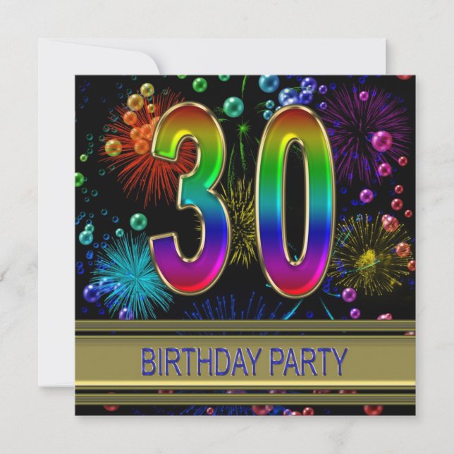 30.ª fiesta de cumpleaños Invitación con burbujas (Anverso)