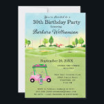 30.ª Fiesta de cumpleaños Lady Golfer Invitación t<br><div class="desc">Esta fiesta festiva y colorida Invitación a la fiesta de cumpleaños número 30 tiene un tema de golf y es ideal para una dama de golf. Cuenta con un carrito de golf con club de golf en un campo de golf. Mucho que personalizar para hacer apropiado para tu propio evento....</div>