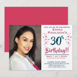 30.ª invitación a fiesta de cumpleaños con foto