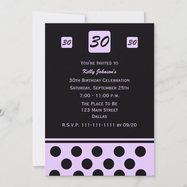 30.ª invitación a la fiesta de cumpleaños 30 en La (Anverso)