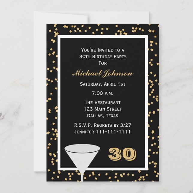 30.ª invitación a la fiesta de cumpleaños 30 y Con (Anverso)