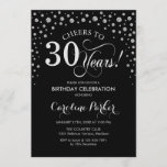 30.ª invitación a la fiesta de cumpleaños - negro<br><div class="desc">30.ª Invitación a la fiesta de cumpleaños. Diseño elegante con finas platas purpurinas y negro. ¡Salud a 30 años! Mándame un mensaje si necesitas más personalización.</div>