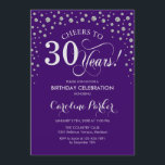 30.ª invitación a la fiesta de cumpleaños - Púrpur<br><div class="desc">30.ª Invitación a la fiesta de cumpleaños. Elegante diseño con finas platas purpurinas y moradas. ¡Salud a 30 años! Mándame un mensaje si necesitas más personalización.</div>