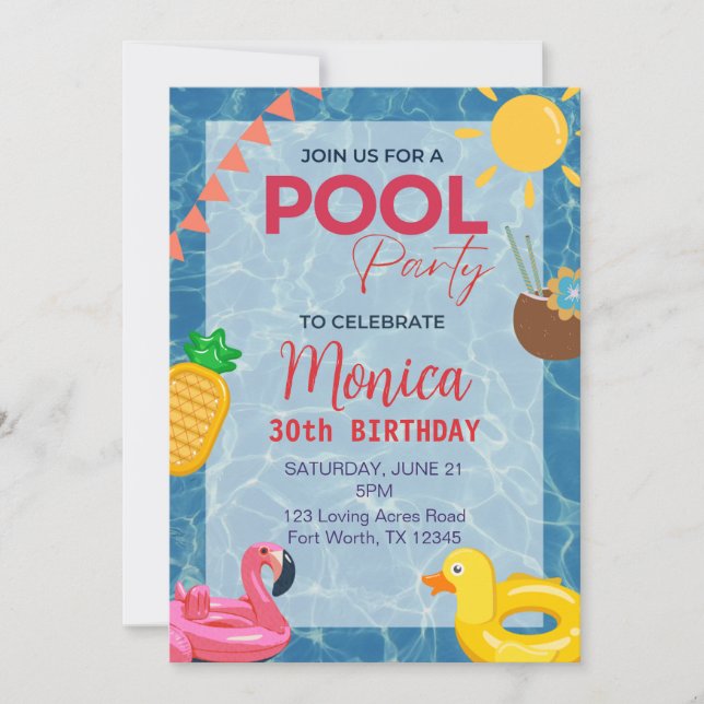 30.ª invitación a la fiesta de la piscina de cumpl (Anverso)