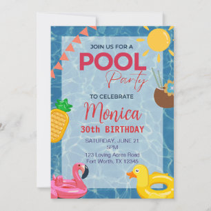 30.ª invitación a la fiesta de la piscina de cumpl
