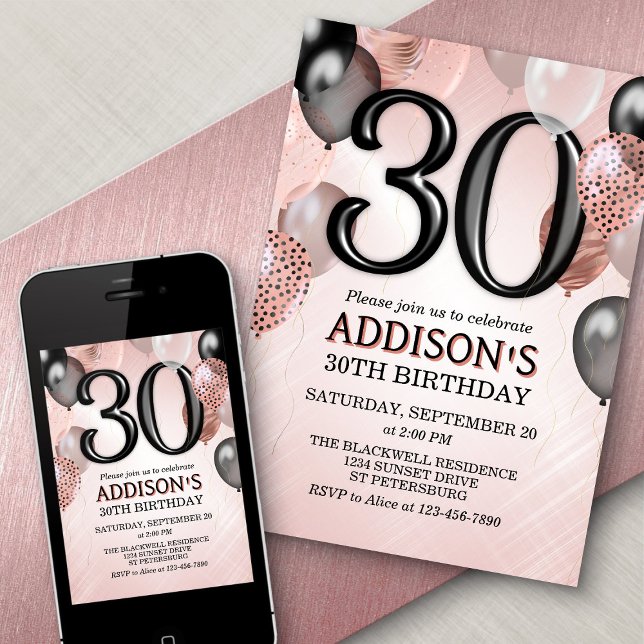 30.ª invitación a los globos Rosas de oro (Subido por el creador)