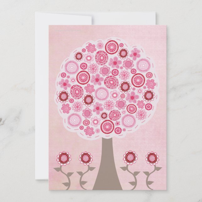 30.ª invitación de árbol rosado del diseñador de c (Anverso)