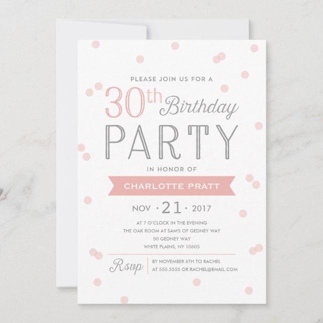30.ª Invitación de Confetti Party | Cumpleaños (Anverso)