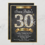 30.ª Invitación de cumpleaños a bordo de diamantes<br><div class="desc">30.ª Espuma De Diamantes De Oro Bling Chalkboard Faux Gold Metallic Invitación al cumpleaños</div>