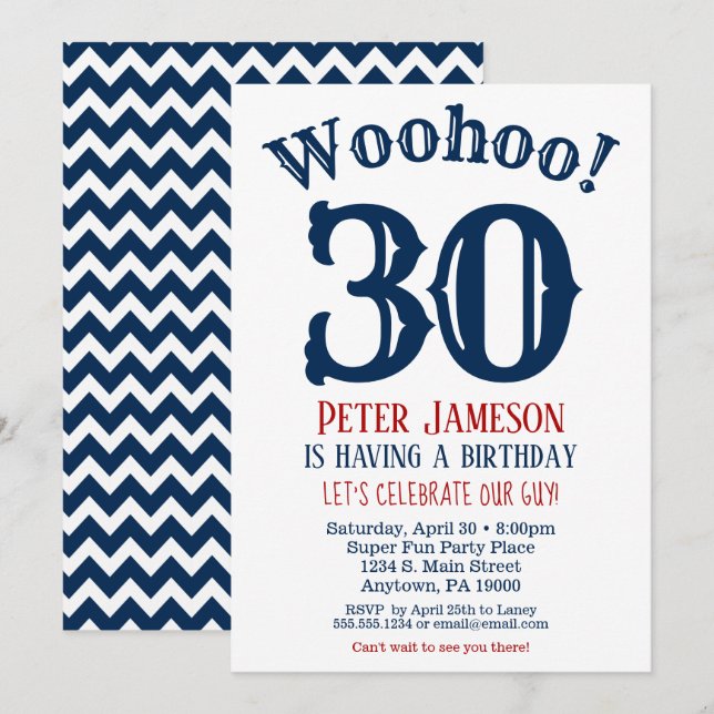 30.ª invitación de cumpleaños a la Marina Azul (Anverso / Reverso)