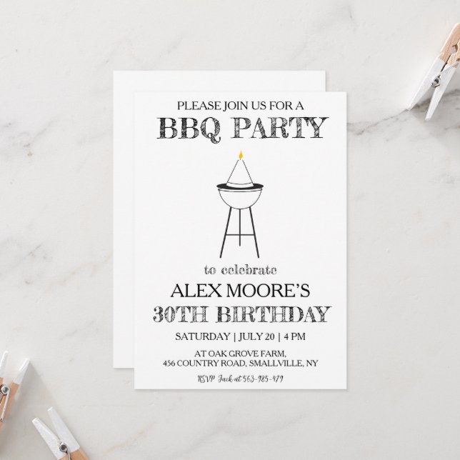 30.ª invitación de cumpleaños bbq (Anverso/Reverso In Situ)