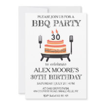 30.ª invitación de cumpleaños bbq