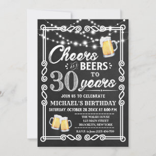 30.ª invitación de cumpleaños   Saludos y cervezas