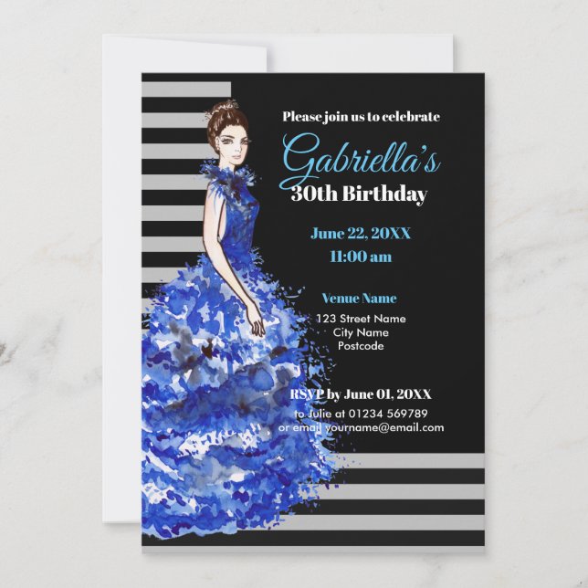 30.ª invitación de cumpleaños Vestido espumosament (Anverso)