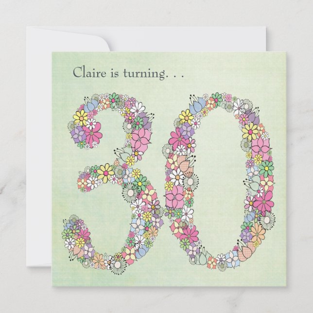 30.ª invitación de Personalizados de la fiesta de  (Anverso)