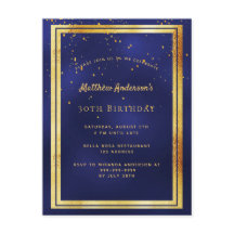 30.ª invitación fiesta oro azul brillante