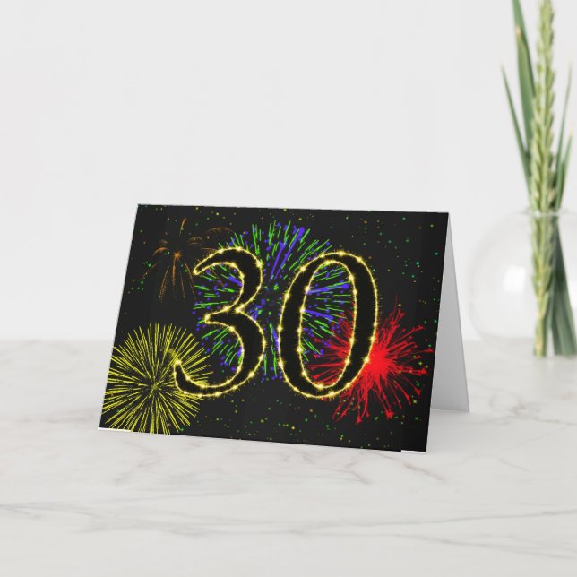 30.ª tarjeta de cumpleaños con fuegos artificiales (Anverso)