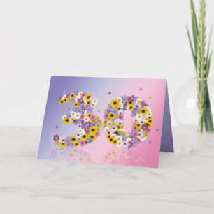 30.ª tarjeta de cumpleaños con letras floridas