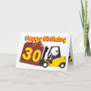30.ª tarjeta de cumpleaños con un camión elevador 