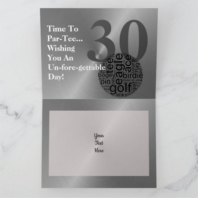 30.ª Tarjeta De Cumpleaños De Golf Personalizada (Interior)