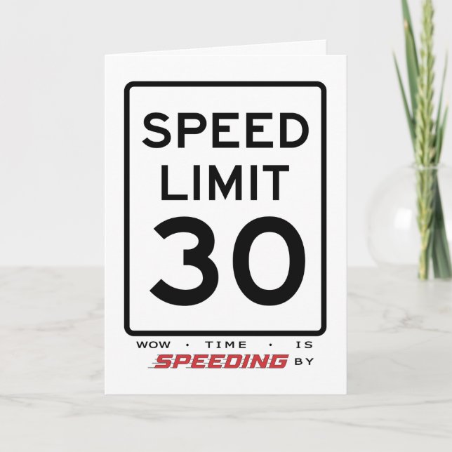 30.ª tarjeta de cumpleaños de límite de velocidad (Anverso)
