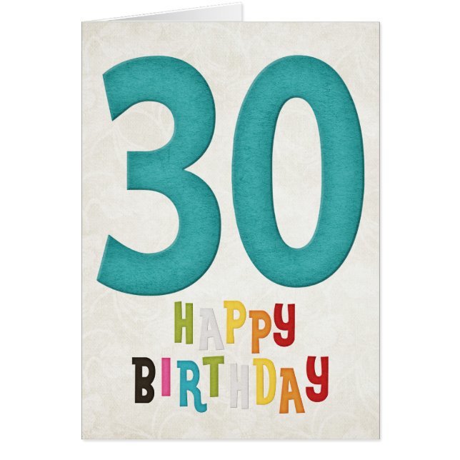 30.ª Tarjeta de cumpleaños feliz diseño 3 (Frente)