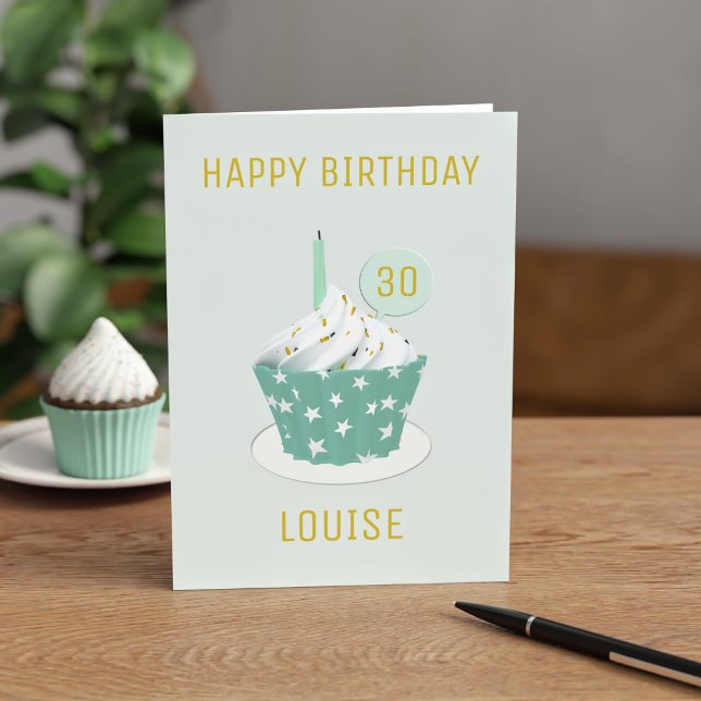 30.ª Tarjeta de cumpleaños feliz para pasteles de  (Happy Birthday Cupcake! Just add a name and age and send with a cake!)