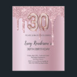30.ª tarjeta de cumpleaños para ella<br><div class="desc">Invitación purpurina de plata para 30 años de presupuesto Una invitación moderna, elegante y glamorosa para un fiesta de 30 años. Un fondo falso de aspecto rosa, decorado con polvo purpurina. Personalice y agregue su nombre y detalles del fiesta. El número 30 se escribe con un tipo de letra de...</div>