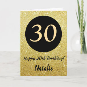 30.ª tarjeta de Purpurina de cumpleaños feliz negr