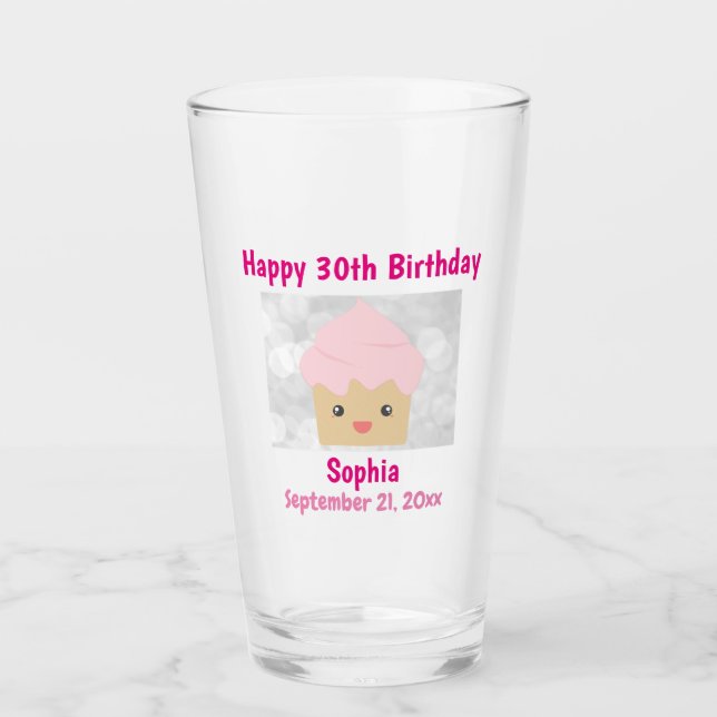 30.º Alegre Alegre Alegre Cute Pink Cupcake Souven (Anverso)