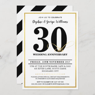 30.º ANIVERSARIO BODA DE INVITACIONES DE oro elega