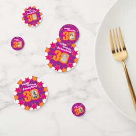 30.º confeti de papel naranja rosa estrella de cum