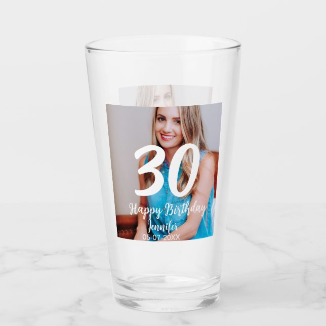 30.º cumpleaños añadir nombre fecha año foto blanc (Anverso)